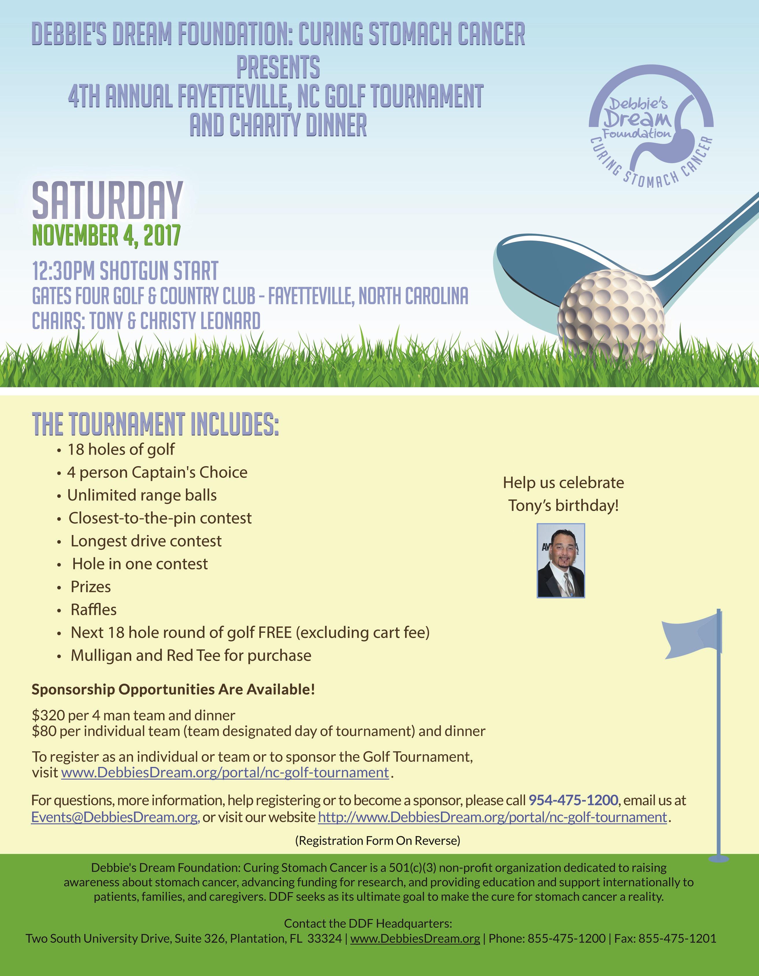 4th Annual Fayetteville NC Golf Tournament and Charity Dinner