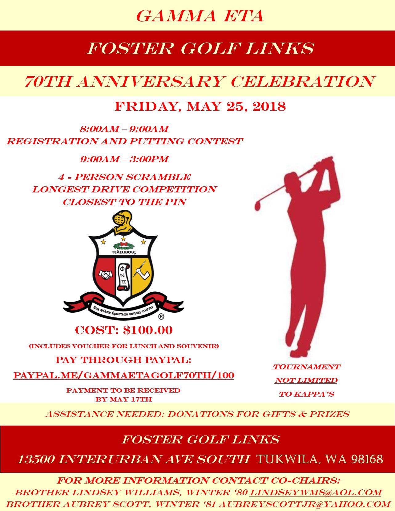 Gamma Eta 70th Anniversary Kappa Golf Outing