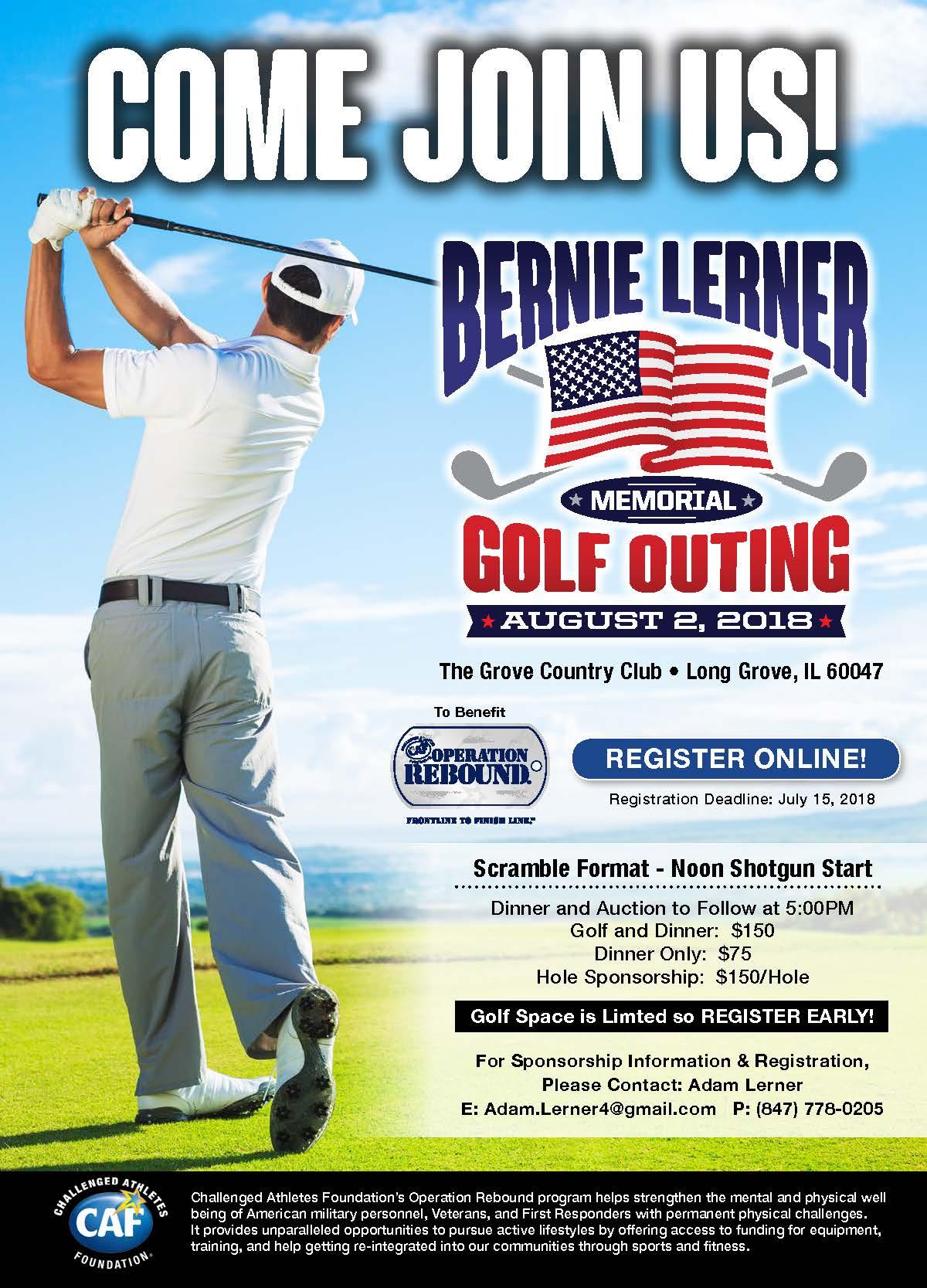 3rd Annual Bernie Lerner Memorial Golf Outing and Dinner with Silent Auction