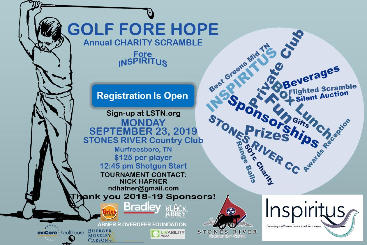 GOLF Fore HOPE Tournament benefiting INSPIRITUS Charities - September 23