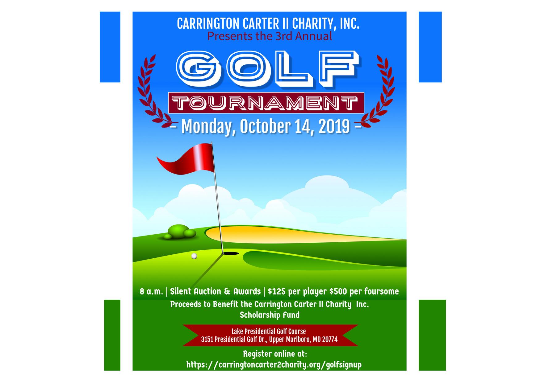 Carrington Carter II Charity, Inc. Third Annual Golf Tournament and Silent Auction