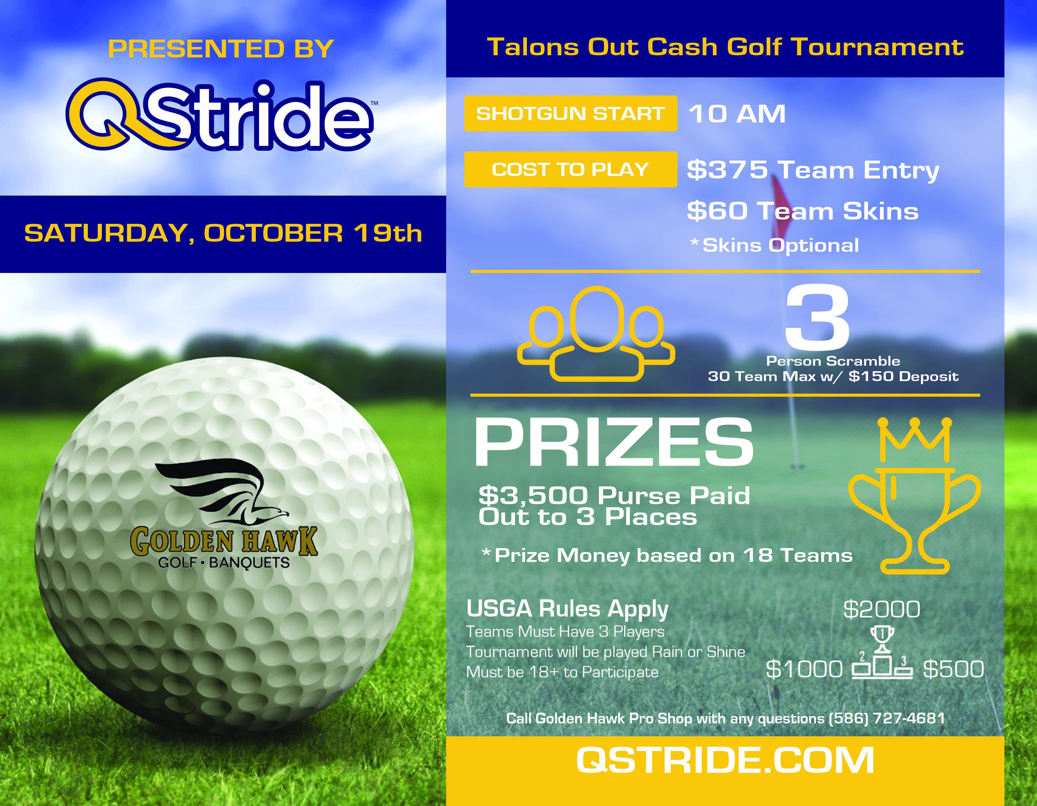 QStride Presents Talons Out $3,500 Cash Golf Tournament