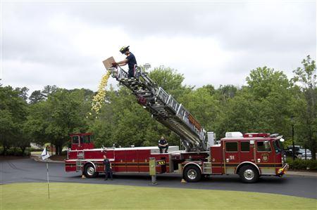 PAL 50/50 Golf Ball Drop from KC Fire Ladder Truck