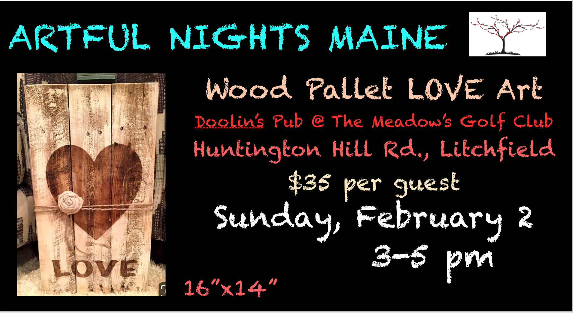 Wood Pallet Love Art at Doolin's Pub at The Meadow's Golf Club, Litchfield