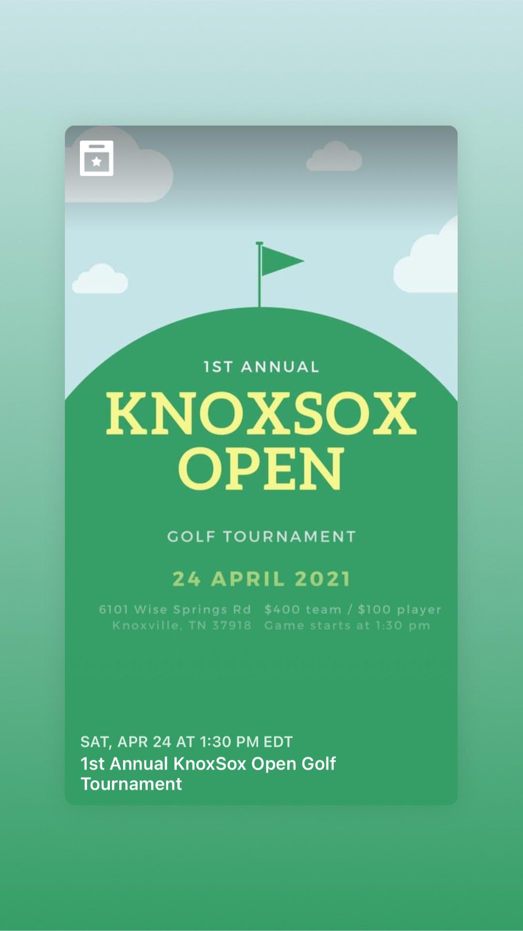 1st Annual KnoxSox Open Golf Tournament