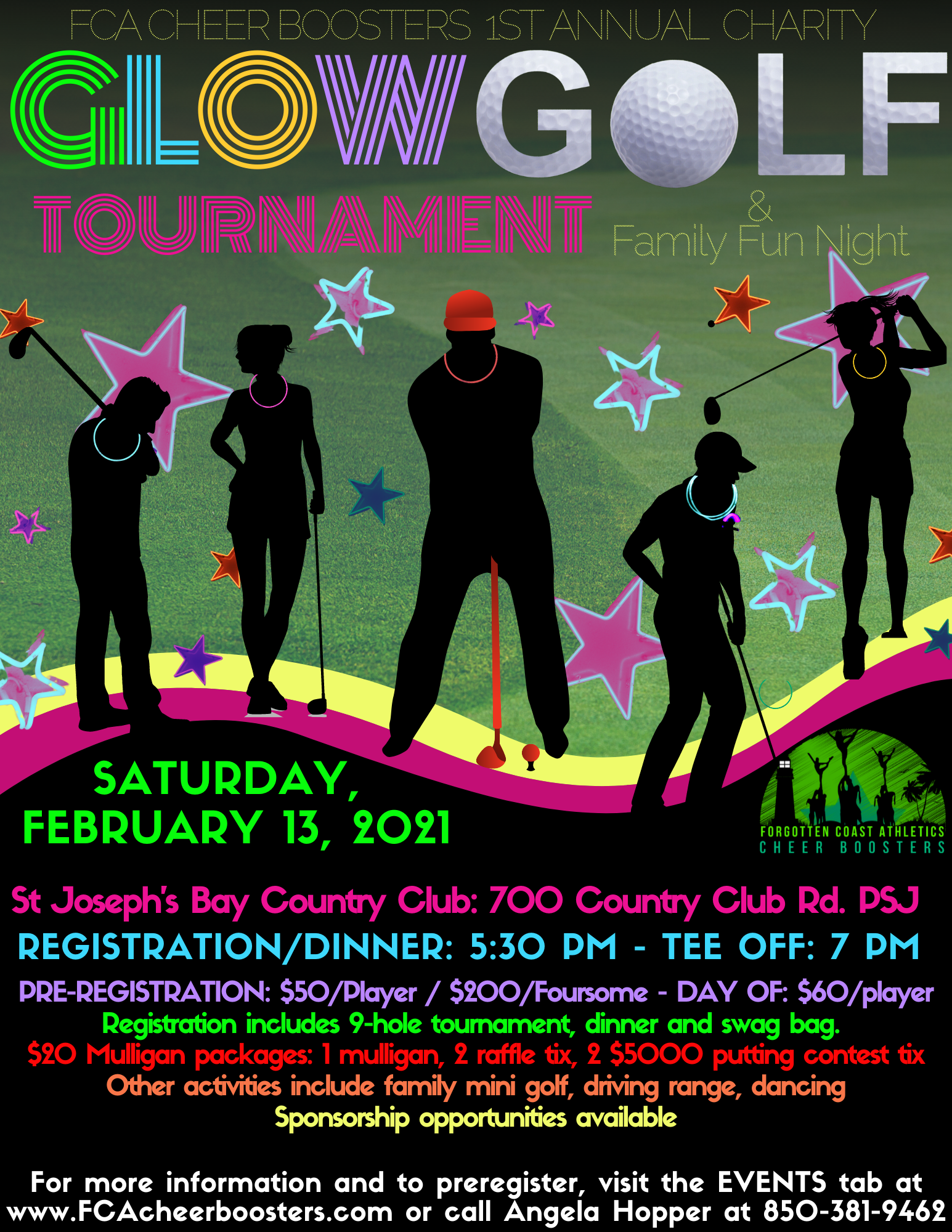 fcacb 1st annual charity glow golf tournament family fun night golftourney com