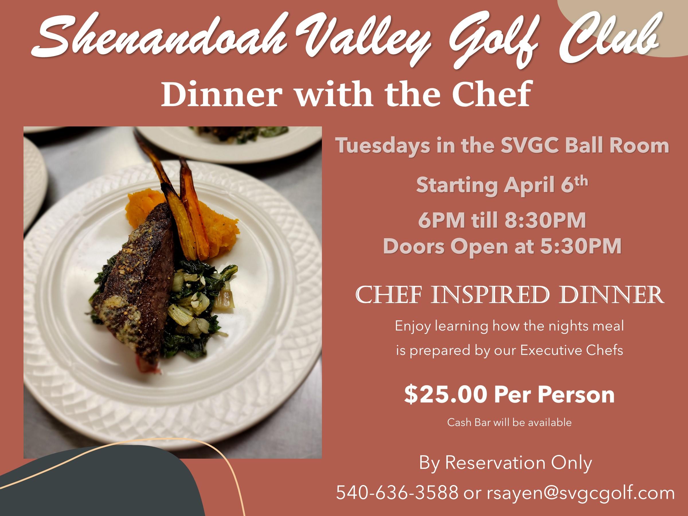 SHENANDOAH VALLEY GOLF CLUB'S DINNER WITH THE CHEF