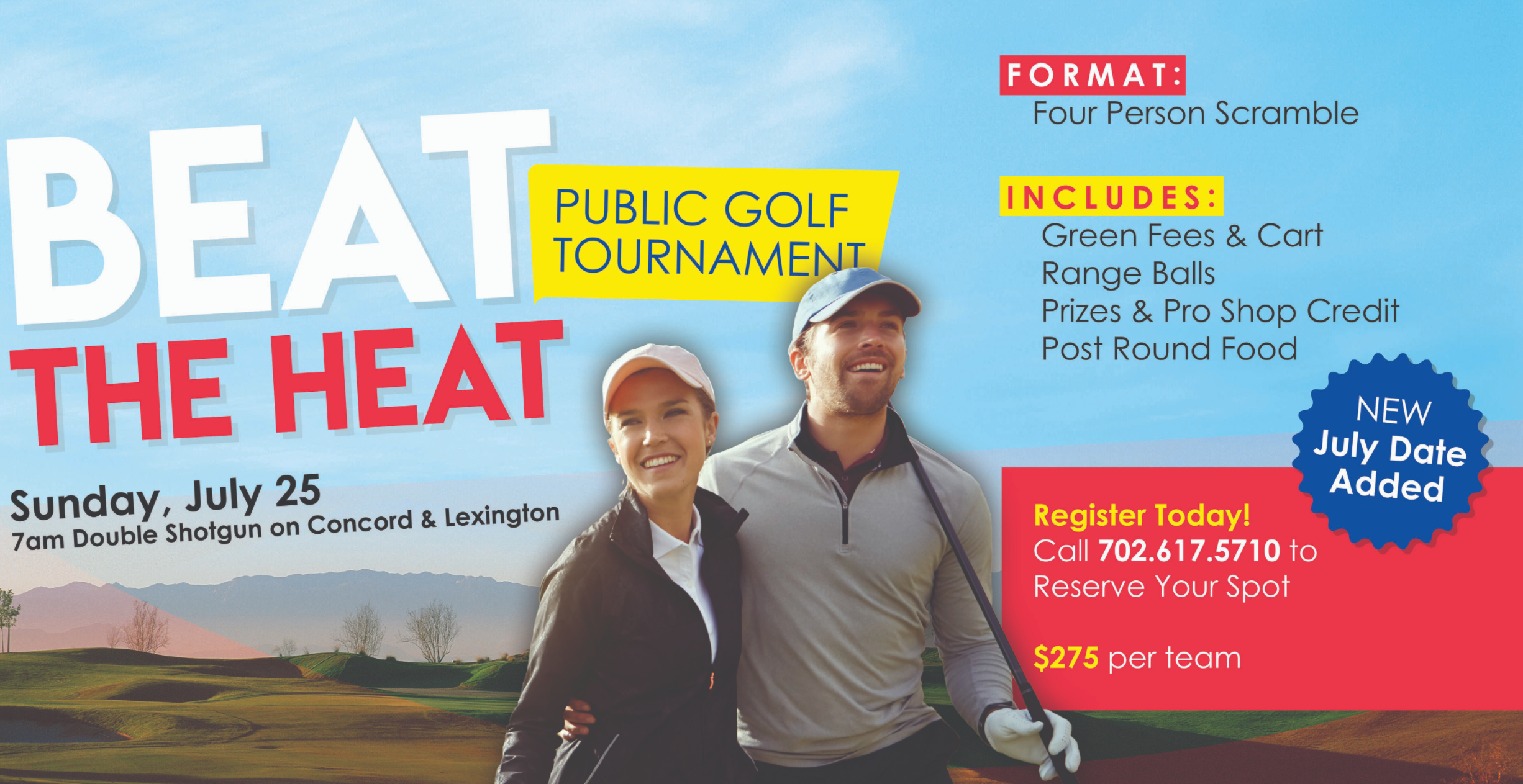 Beat the Heat Public Golf Tournament! July 25th, 7AM Shotgun Start