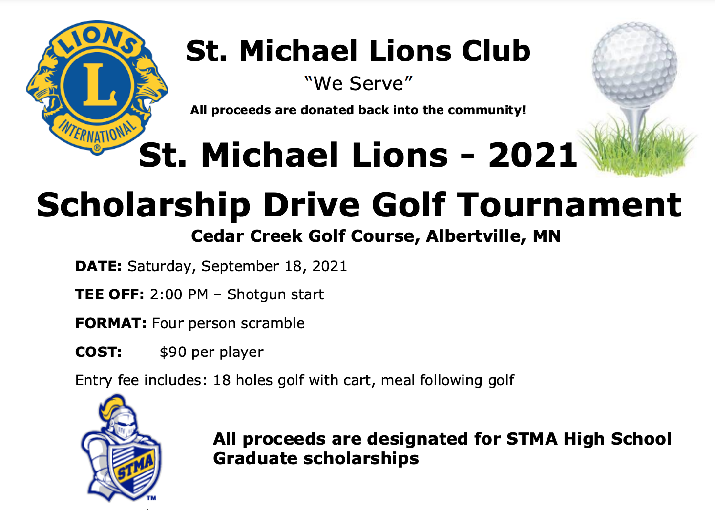 St. Michael Lions - 2021 Scholarship Drive Golf Tournament