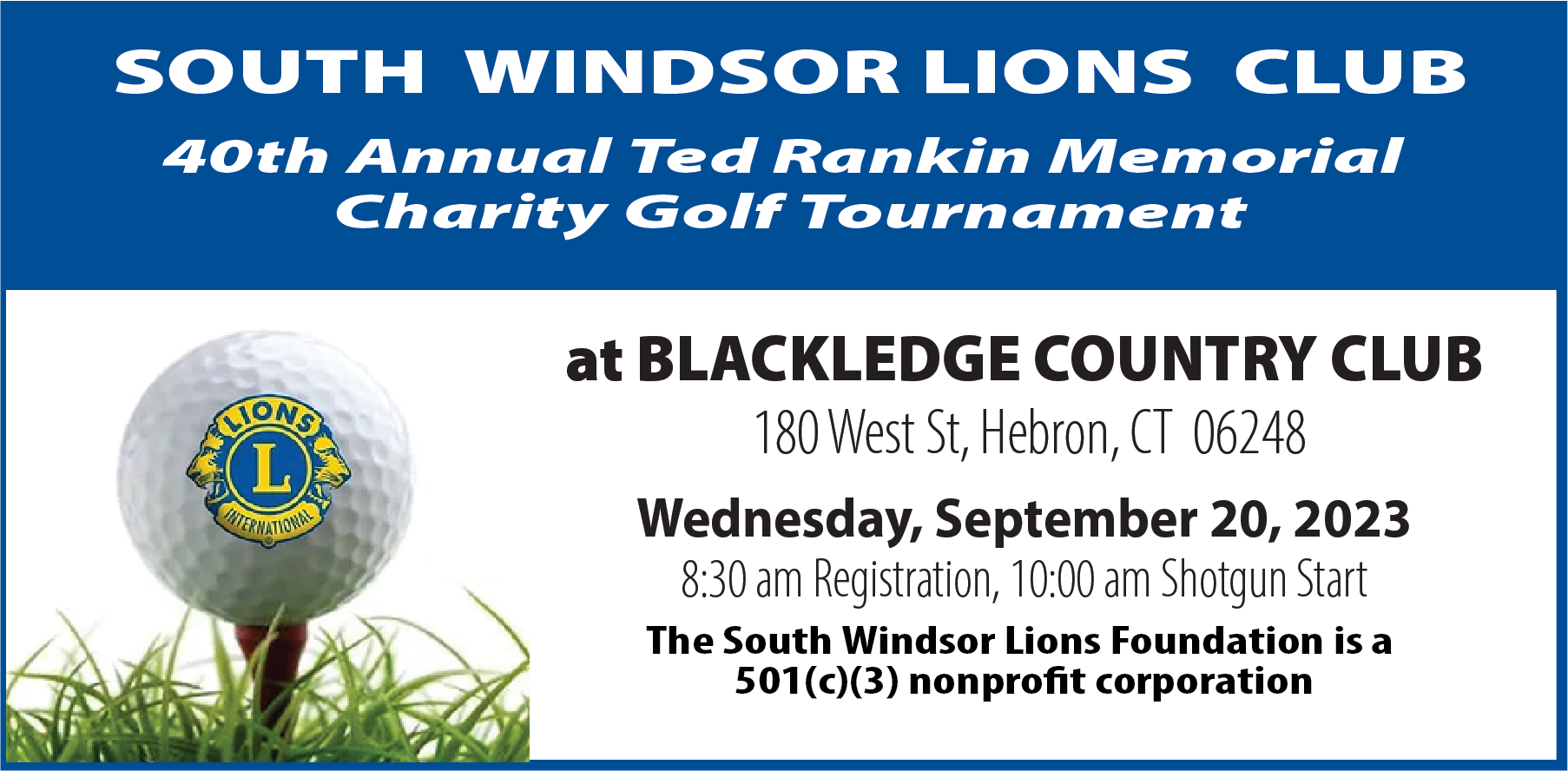 South Windsor Lions Club 40th Annual Charity Golf Tournament