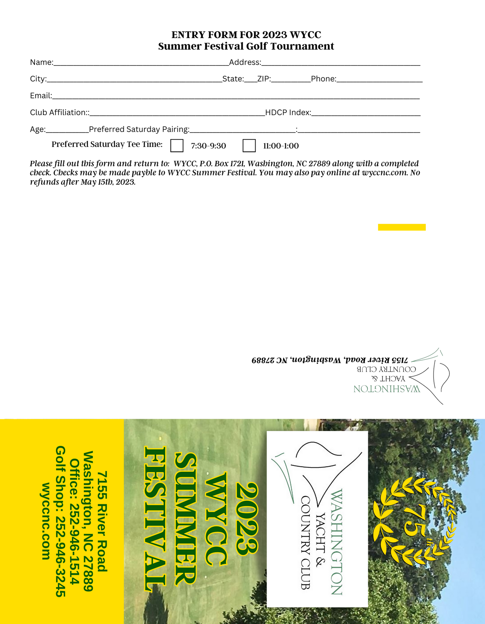 2023 WYCC Summer Festival Golf Classic: Sponsored by the City of Washington